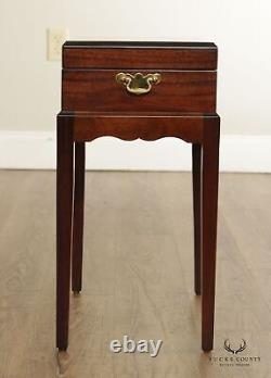 English Regency Style Mahogany Inlaid Box on Stand Side Table