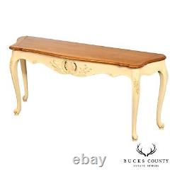 Ethan Allen French Country Style Carved Sofa Table Console