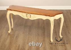 Ethan Allen French Country Style Carved Sofa Table Console