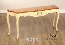 Ethan Allen French Country Style Carved Sofa Table Console