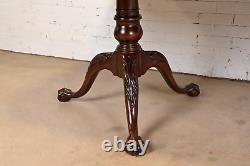 Ethan Allen Georgian Banded Mahogany Double Pedestal Extension Dining Table
