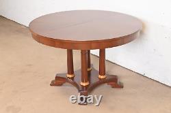 Ethan Allen Neoclassical Cherry Wood Pedestal Extension Dining Table, Refinished