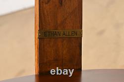 Ethan Allen Regency Carved Banded Mahogany Three-Tier Drum Side Table