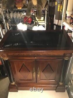Ethan Allen Side End Night Table With Marble Top Vintage Brown/Black