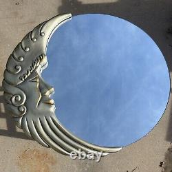 FREE SHIPPING Vintage 1980's Cresent Moon Face Mirror 27x 24 MCM