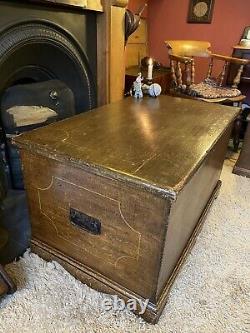 Fabulous Late Georgian Vintage Antique Old Pine Chest / Trunk / Large Box