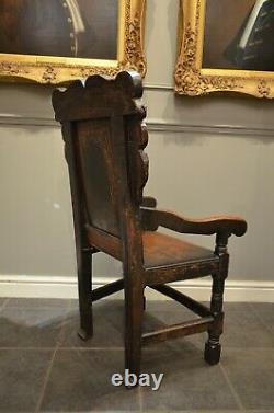 Fabulous Oak Wainscot Chair From Late 17th Century C1680