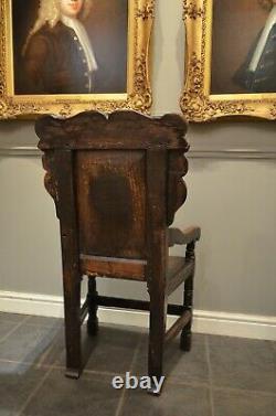 Fabulous Oak Wainscot Chair From Late 17th Century C1680