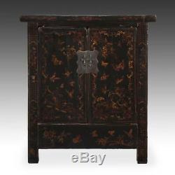 Fine Antique Chinese Shanxi Painted Lacquered Elm Wood Cabinet China Late 19th C