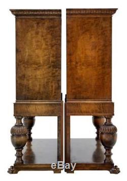 Fine Pair Of Late Art Deco Swedish Carved Birch Cabinet On Stands