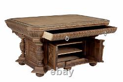 Fine Quality Late Victorian Profusely Carved Oak Library Table