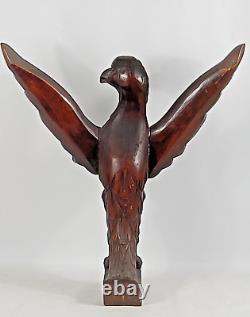 Finely carved eagle mahogany wood Antique folk art 17.5 x 18.5 late 1800's