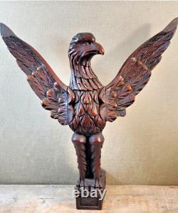 Finely carved eagle mahogany wood Antique folk art 17.5 x 18.5 late 1800's