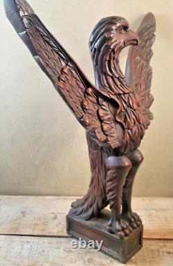 Finely carved eagle mahogany wood Antique folk art 17.5 x 18.5 late 1800's