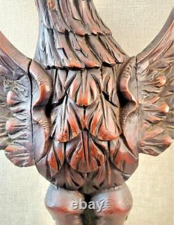 Finely carved eagle mahogany wood Antique folk art 17.5 x 18.5 late 1800's