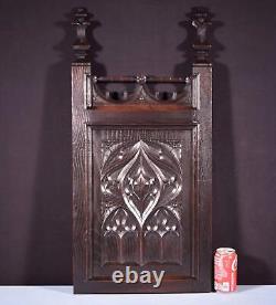 French Antique Gothic Revival Panel in Solid Chestnut Wood Salvage Late 1800's