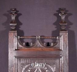 French Antique Gothic Revival Panel in Solid Chestnut Wood Salvage Late 1800's