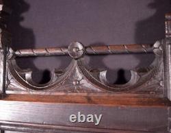 French Antique Gothic Revival Panel in Solid Chestnut Wood Salvage Late 1800's