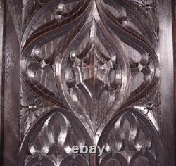 French Antique Gothic Revival Panel in Solid Chestnut Wood Salvage Late 1800's