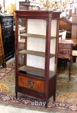 French Antique Mahogany Louis XVI Display Cabinet With 3 Shelves