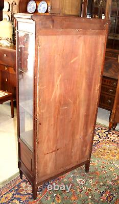 French Antique Mahogany Louis XVI Display Cabinet With 3 Shelves