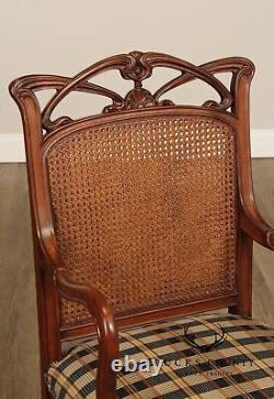 French Art Nouveau Style Cane Back Armchair