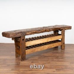 French Carpenters Rustic Work Table Console Wine Rack, circa 1880