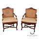 French Country Style Pair of Caned Armchairs