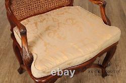 French Country Style Pair of Caned Armchairs