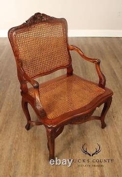 French Country Style Pair of Caned Armchairs