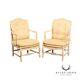 French Country Style Pair of Carved and Painted Armchairs