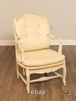 French Country Style Pair of Carved and Painted Armchairs