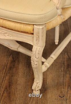 French Country Style Pair of Carved and Painted Armchairs