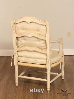 French Country Style Pair of Carved and Painted Armchairs