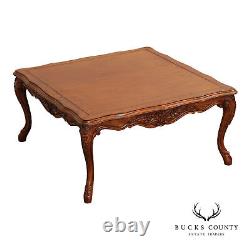 French Country Style Square Carved Coffee Table