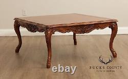 French Country Style Square Carved Coffee Table