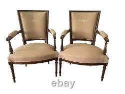 French Directoire Empire Style Pair of Mahogany Carved Swan Armchairs