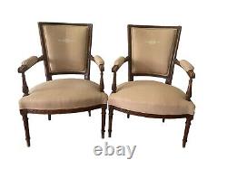 French Directoire Empire Style Pair of Mahogany Carved Swan Armchairs