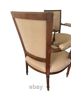 French Directoire Empire Style Pair of Mahogany Carved Swan Armchairs