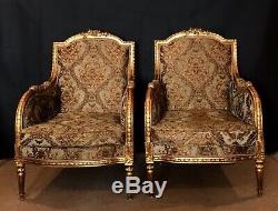 French Empire club Chairs/fauteuils Pair late 1800's