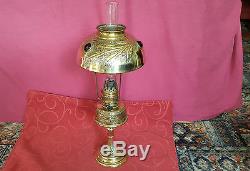French Late 19th Century Oil Lamp with Glass Facet Shade Inserts