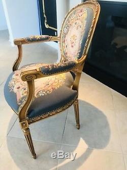 French Late-19th Century Pair of Louis XV Style Giltwood Chairs 1890-1900