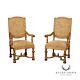 French Louis XIV Style Pair of Carved Frame Fauteuil Armchairs