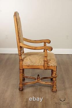 French Louis XIV Style Pair of Carved Frame Fauteuil Armchairs