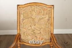 French Louis XIV Style Pair of Carved Frame Fauteuil Armchairs