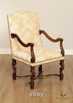 French Louis XIV Style Quality Carved Armchair