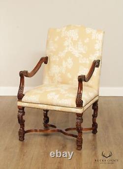 French Louis XIV Style Quality Carved Armchair