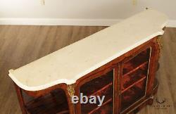 French Louis XV Antique Victorian Marble Top Burl Wood Sideboard or Buffet