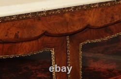 French Louis XV Antique Victorian Marble Top Burl Wood Sideboard or Buffet