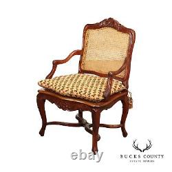 French Louis XV Style Carved Mahogany Frame Armchair Fauteuil